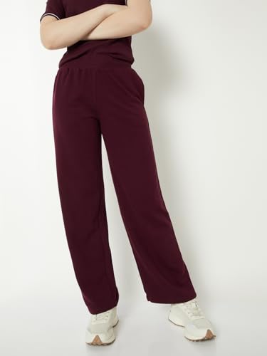 Image of Max Women Loose Mid Rise Solid Athleisure Track Pants