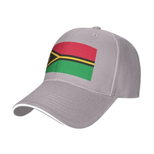 SSIULUS Casquette drapeau du Vanuatu Casquette de camionneur avec snapback, parfaite pour l'été, le golf, Gris, taille unique