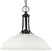 Sea Gull Lighting 66270BLE-839 Pendant with Satin Etched Glass Shades, Blacksmith Finish