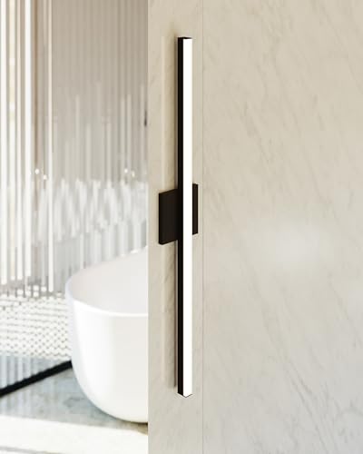Image of Sonneman Modern Lighting 2770.25 Stix 1-Light LED Linear Vanity, Wall or Ceiling Lighting Fixture for Bathroom or Bedroom, Installs Horizontal or Vertical - 3000K - 24 inch - Satin Black