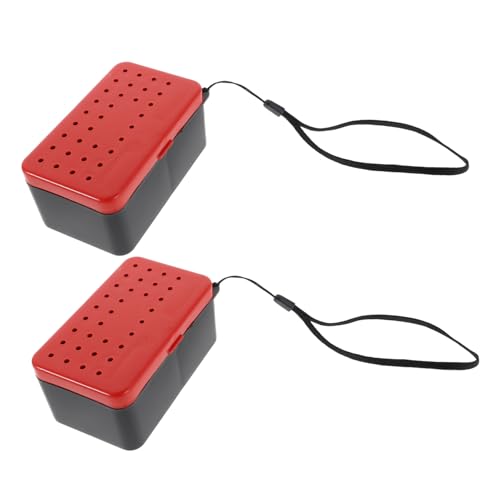 Portable Fish Container 2 Pack Bait Storage Boxes for Freshwater/Saltwater Fishing Red Worm Bait Holder Leakproof Easy Clean