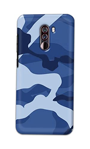 Image of Printed Hard Back Cover Case for Mi Poco F1 Back Cover (Army Blue Pattern) -702