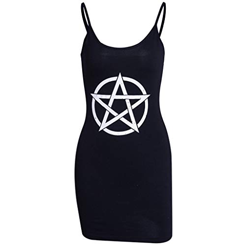 Robe d'été pour femmes au style punk gothique avec sangle ajustée fluide