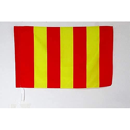 AZ FLAG - Drapeau course automobile jaune et rayures rouges - 90x60 cm - Drapeau De Commissaire 100% Polyester Avec Fourreau et Cordelette - Pavillon 45 g