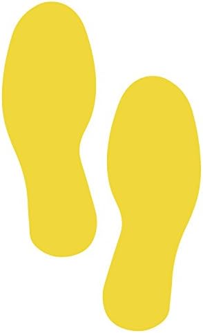LiteMark Durable Gloss Finish Yellow 11.5 Inch Extra Large Footprint Decal Vinyl Stickers | Great for Floors, Ceilings, Walls, and Most Smooth Surfaces | Pack of 4 Footprints (2 Pairs)