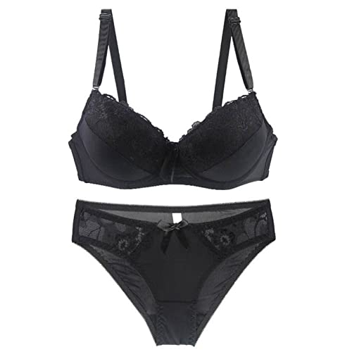 Soutien-gorge emboîtant grand maintien avec sa culotte dentelle transparente coordonnée