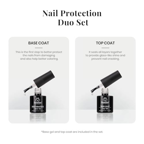 Image of Beetles Black White Gel Polish - Black White Colors Gel Polish Kit 4Pcs Gel with No Wipe Top & Base Coat Nail Kit Soak Off UV LED Lamp Manicure Salon DIY Home