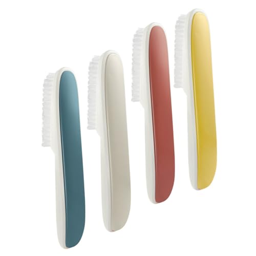 IMIKEYA 4 Piezas Cepillo Multifunción para Limpieza Cerdas Suaves de PP para Ropa Zapatos Cocina y Baño Colores Rojo Amarillo Azul y Gris Compacto y Duradero para Doméstico y Viajes