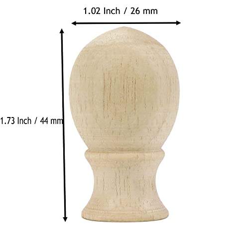 Image of Mcredy Lamp Finial Cap Knob, Wood Ball Style, 1.2x1.9 Inch-2 Pcs | Simple Screw-On Design, Convertible Lamp Decoration Topper Risers for Lamp Shade