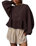 Material:Long sleeve babydoll tops for women are crafted cotton blend fabric, soft, lightweight, stretchable, breathable, offer warmth without being too heavy, striking the right balance between comfort and style. Design:Casual crew neck crop sweatsh...