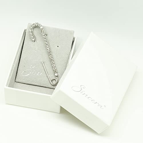 Elegant Brooch For Women And Girls With Swarovski Crystals Brooch Pin Silver Plated From Italy 02-16598 #TOP3