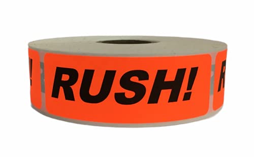 1 Roll 1x3 Bright Red Rush! Special Handling Instructions Shipping Mailing Stickers with 500 Labels per roll