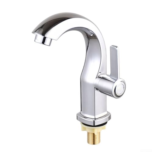 Yhenlovtt Robinet de lavabo moderne et fonctionnel en ABS pour eau froide simple, argenté, pour cuisine, salle de bain, toilettes (argent)