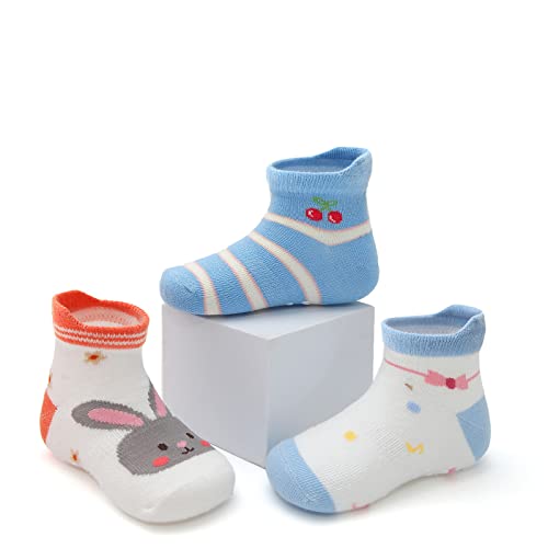 Fly Love 12 Pairs Unisex Babies Non Slip Grip Ankle Socks Baby Toddler Low Cut Cotton Athletic Socks (3-5 Year, Style B) #TOP3