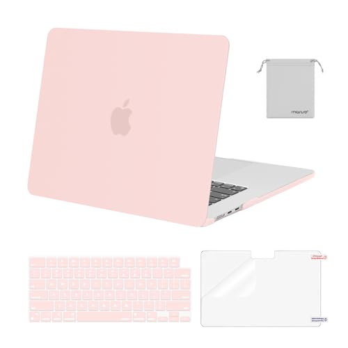 Image of MOSISO Compatible with MacBook Air 15 inch Case M4 M3 M2 2025 2024 2023 Release A3241 A3114 A2941 with Touch ID, Plastic Hard Shell Case&Keyboard Cover&Screen Protector&Storage Bag, Chalk Pink