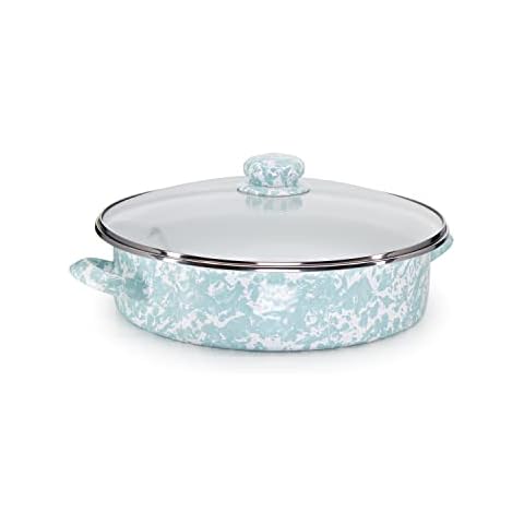 Golden Rabbit 8 Quart Sea Glass Teal Swirl Saute Pan Cover