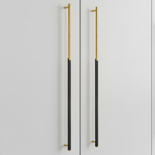 Image of Plantex Stainless Steel & Aluminium Cabinet Handle /600mm Wardrobe Door Handle /Cupboard Pull-Push Handles for Home /Office - Pack of 2 (Black & Gold)