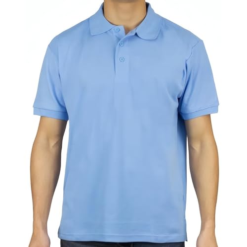 Access Men's Classic Short Sleeve Uniform Pique Polo (Sky, Medium)