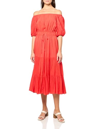 Vince Camuto Women's Pleated Crew Neck W/Tiered Ruffle Skirt