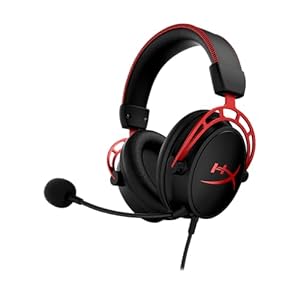 HyperX Cloud Alpha Gaming Headset, Over-Ear, 50 mm Dual-Chamber-Treiber, Memory Foam, Aluminiumrahmen, abnehmbares Noise-Cancelling Mikrofon, 3,5 mm Klinke, PC/PS5/PS4/Xbox/Switch, Schwarz-Rot