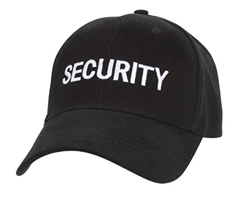 Rothco Security Hat Embroidered Security Guard Cap Adjustable Cotton Low Profile Baseball Cap for Event Staff Patrol Use (Black/White)