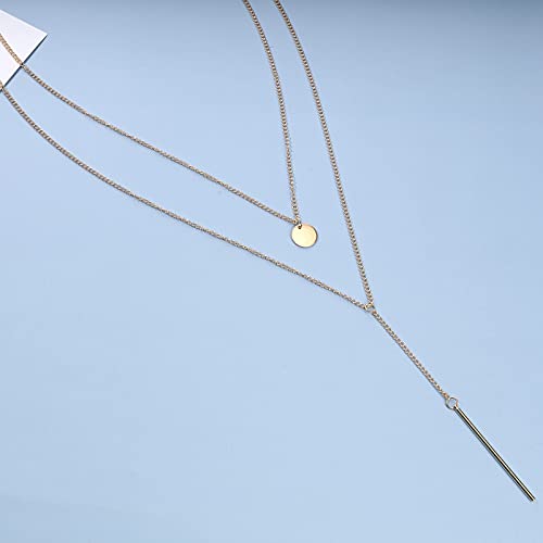 Bohemia Layered Bar Coin Necklace Gold Vertical Bar Y Lariat Necklace Long Disc Pendant Necklace Chain Circle Necklace Jewelry for Women3