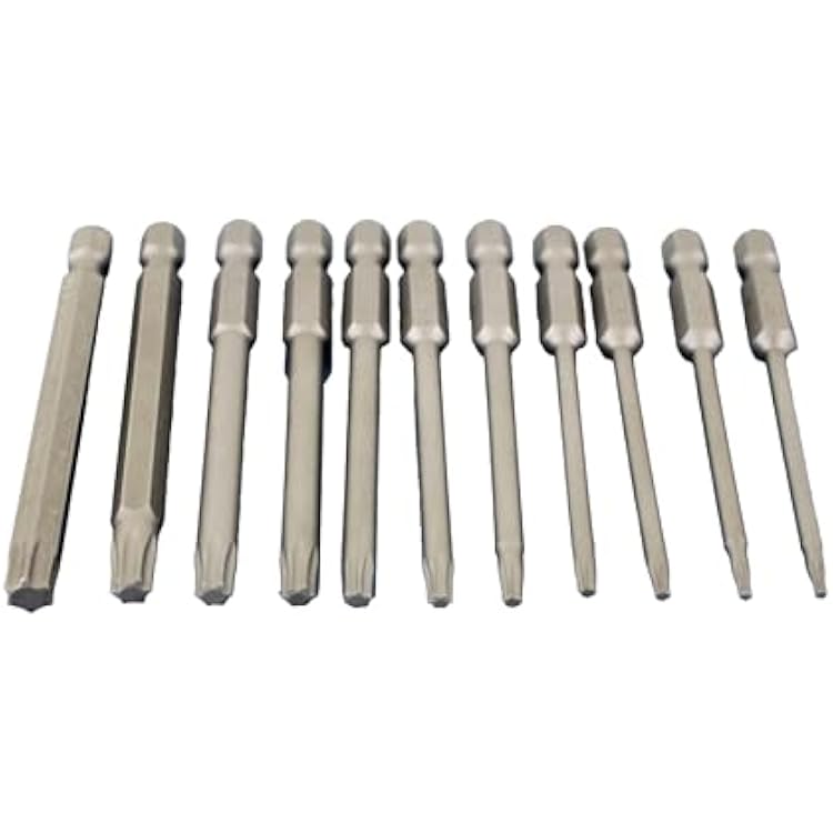 TEMO 11 pc Torx Screwdriver Insert Bit Set 6 point T6-T40 Round Shank 1/4 Inch Hex End 3 Inch Length