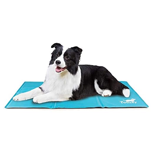 Toozey Alfombra Refrescante para Perro Gato Autoenfriamiento - Alfombra de Gel Activada por Presión para Perros Mediano/Grande, a Prueba de Arañazos/Impermeable/Antideslizante, Azul L(90 * 50cm)