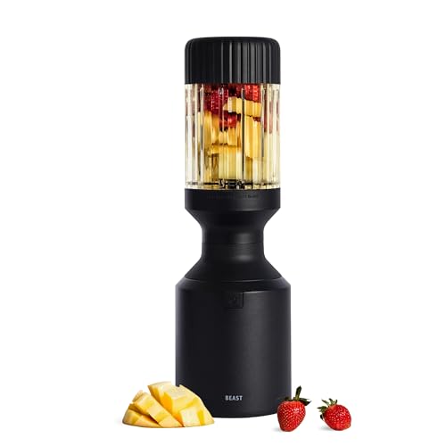 Beast Mega 1200 | Premium Countertop Blender | Smoothies, Shakes, Sauces, Dips, Soups | Blends Ice and Frozen Fruit | Includes Extra Lids and Straw System | 1200W | (Carbon Black, 120V)