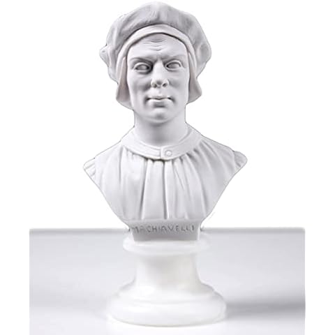 THE ANCIENT HOME Machiavelli Bust Statue Small Philosopher Sculpture Handmade Bonded Marble Made in Europe 15 cm / 5.9 inch Cover