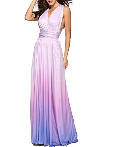 Image of Sexyshine Women's Backless Gown Dress Convertible Multi-Way Wrap Halter Cocktail Dress Bandage Bridesmaid Long Dresses
