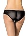 comeondear Women Faux Leather Zipper Panties Plus Size Mesh Back Bikini Underwear Black Low Rise Thong G-string Lady Tanga