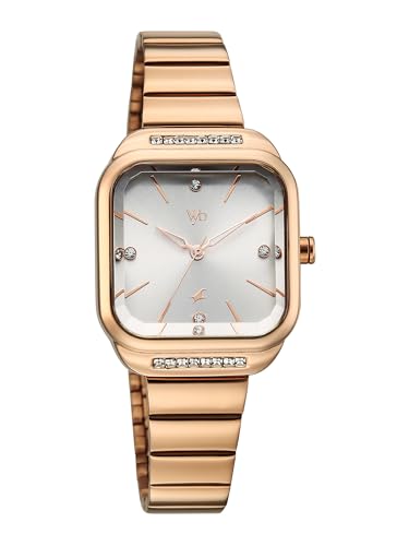 Image of Fastrack Vyb Seeker with Quartz Analog Light Grey Dial Rose Gold Stainless Steel Strap Watch for Girls - FV60124WM01W