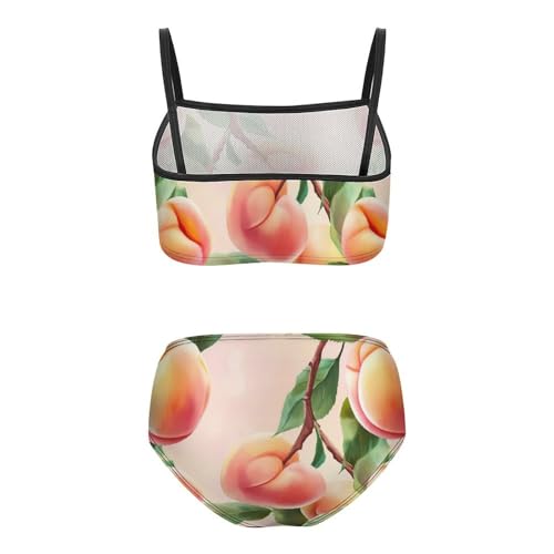 Peach Cute Fruit Girls Swimsuits Two Piece Bikini Sets Beach Sport Swimwear Bathing Suit2