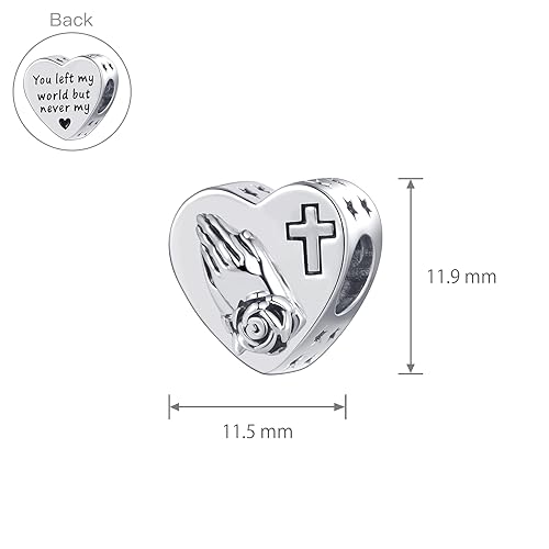 Image of Silver Heart Charm Compatible with Pandora Charm Bracelets and Beads for Women