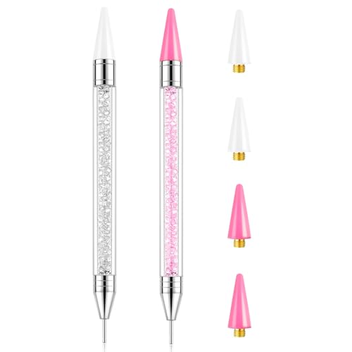 VANALIA Rhinestone Picker Tool-2Pcs Bedazzling Pen with 4 Extra Wax Heads