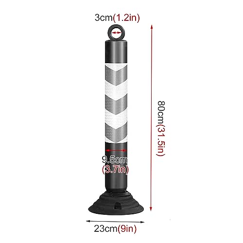 Poteau de signalisation routière amovible - Balise de sécurité pour une gestion efficace du trafic, borne flexible avec base en caoutchouc noir durable, idéale pour les garages, les parkings