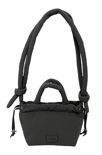 Sac rembourré noir MOOS Capsule | Shopping bag femme chic et compact 16x10x16 cm