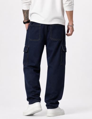Image of TAGAS Men Loose Fit Men's Flip Pocket Jeans || Mens Stylish Cotton Loose Fit Denim Cargo || Multi-Pocket Styling Pant||