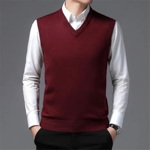 Men Slim Fit Knitted Pullovers V-Neck Sleeveless Business Wool Sweaters Vest2