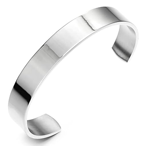 COOLSTEELANDBEYOND 19CM Clásico Ajustable Pulsera de Hombre Mujer, Brazalete de Acero Inoxidable, Color Plata, Pulido | Ya disponible en tu tienda friki favorita! En mundofriki.es!