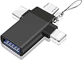 ❤Kompaktes Design: 3 in 1 USB 3.0 Adapterkonverter auf Micro-USB- und Typ-C-Stecker und lightning adapter passt ein USB-Steckerkabel an einen Micro-USB- und Typ-C-Anschluss eines Smartphones, Laptops, Camcorders, einer Kamera oder eines Tablets an.Kompatibel mit lightning