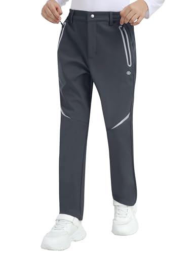 Pantalon trekking enfant gris softshell imperméable et chaud