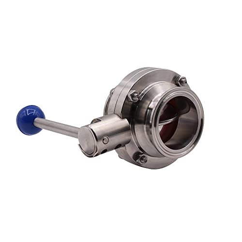 Dernord Sanitary Butterfly Valve With Pull Handle Stainless Steel 304 Tri Clamp Clover (1.5" Tube Od) #TOP3