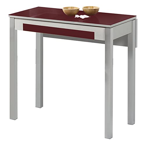 ASTIMESA Tavolo da Cucina, Metallo, Rosso, 80x40cm-extendida 80x60 CMS