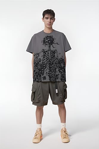 Women Y2K Alt Emo Goth Skeleton Rose Dark Academia Cool Tops, Grunge Men Punk Harajuku Unisex Korean T Shirt Blouse4