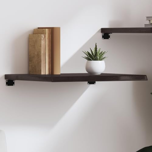 Étagère murale en chêne massif marron foncé 60x60cm meuble rangement bois