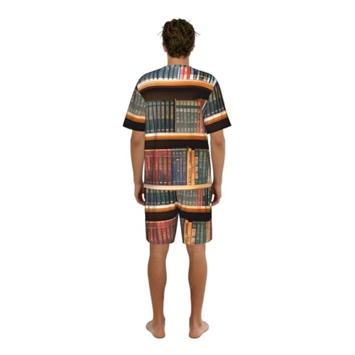 Pyjama manches courtes homme imprimé bibliothèque stretch doux - 2
