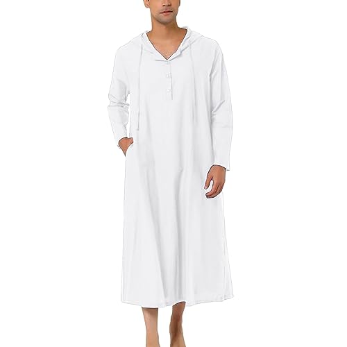 Robe kaftan homme capuche loungewear v neck long night gown shirt