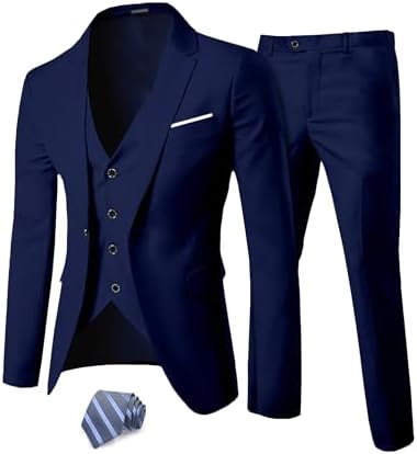 EastSide Herren Slim Fit 3-teiliger Anzug, Ein-Knopf-Blazer-Set, ...